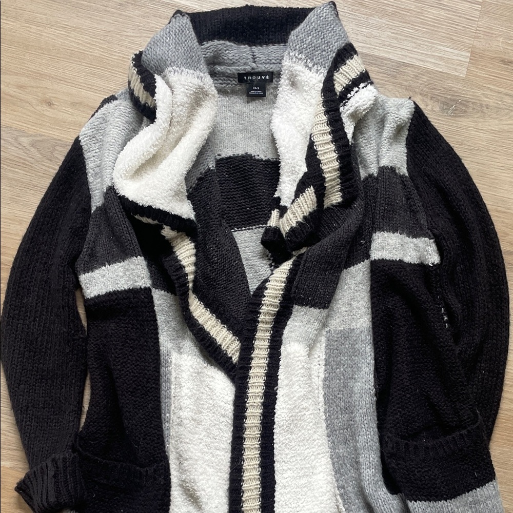 Trouvé Women's Black, Gray, and Cream Cardigan